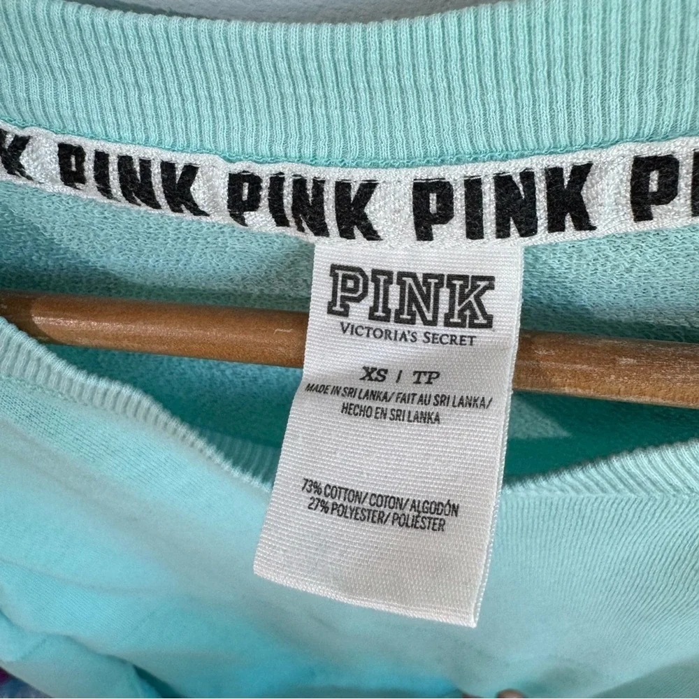 Victoria's Secret PINK Spirit Jersey Shirt Sz XS Blue Spellout Top Sporty Casual - Picture 6 of 11